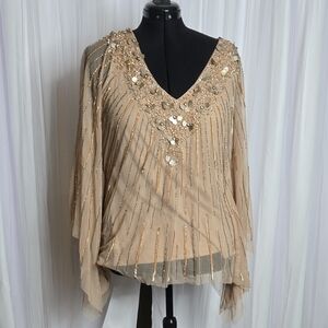 Adrianna Papell Gold Embellished Tunic